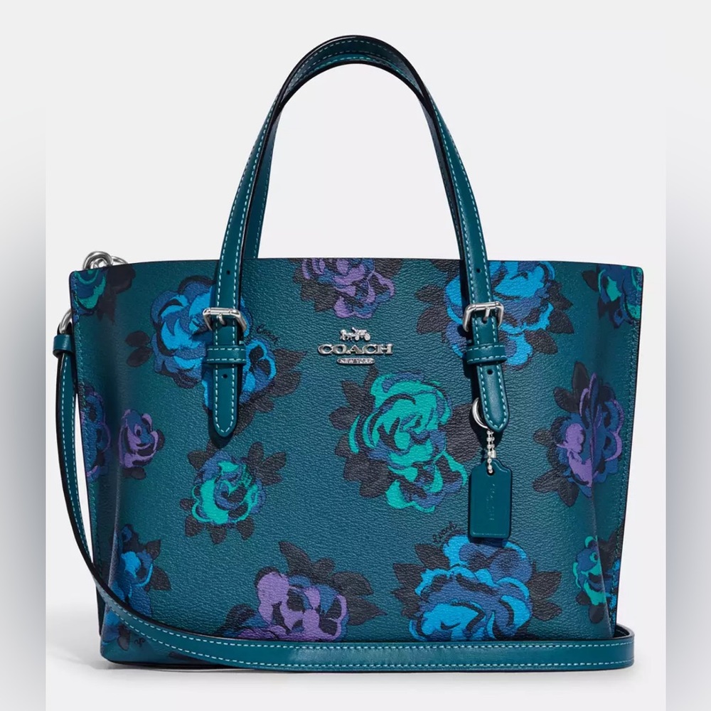 COACH MOLLIE TOTE  25 JUMBO FLORAL TURQUOISE MULTI